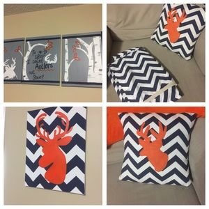 Custom Made Boy Decor chevron Deer Silhouette